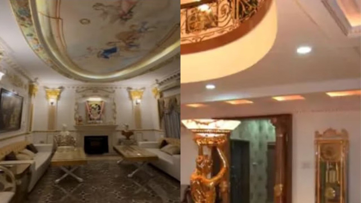 Theo giới thiệu, căn biệt thự mạ vàng 24 carat, bao trùm mọi không gian, từ tường, trần nhà cho đến đồ trang trí. Ảnh: NDTV