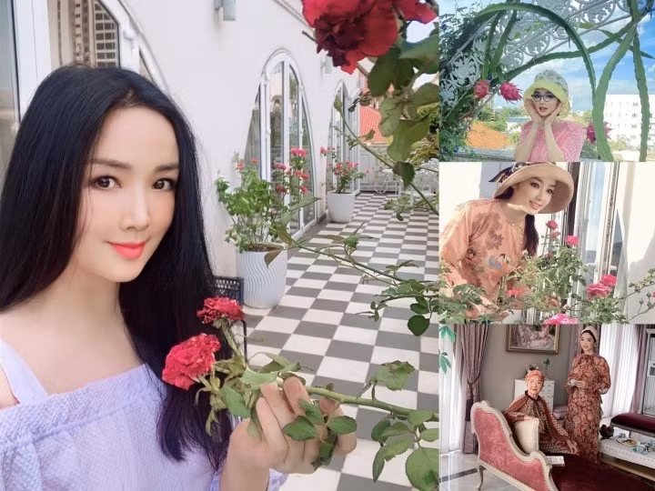 Nàng hậu trồng nhiều hoa, rau xanh và cây ăn trái. Ảnh: FB Giáng My