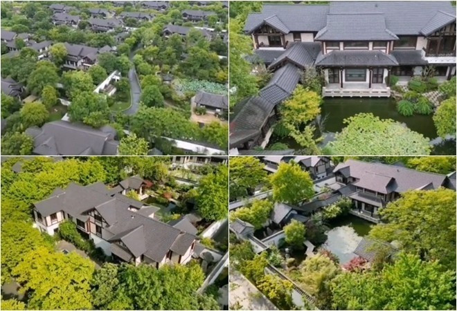 Trước đó, Đào Hỷ Nhi sống cùng gia đình nhà chồng tại dinh thự 1.200m2 ở khu Lục Thành - Đào Hoa Nguyên tại Hàng Châu. Ảnh chụp màn hình