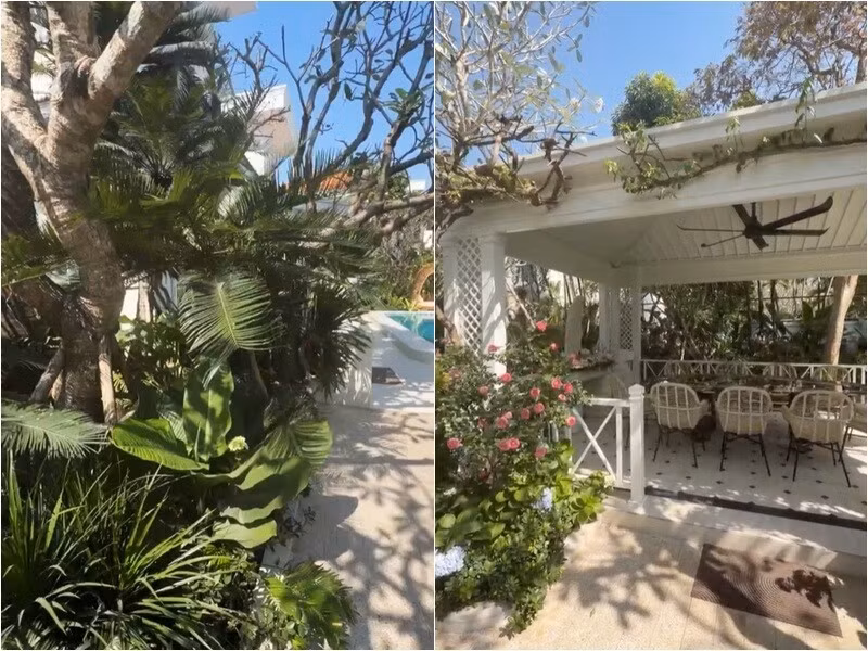 Biệt thự được phủ xanh um tùm cùng nhiều hoa tươi. Ảnh: FBNV