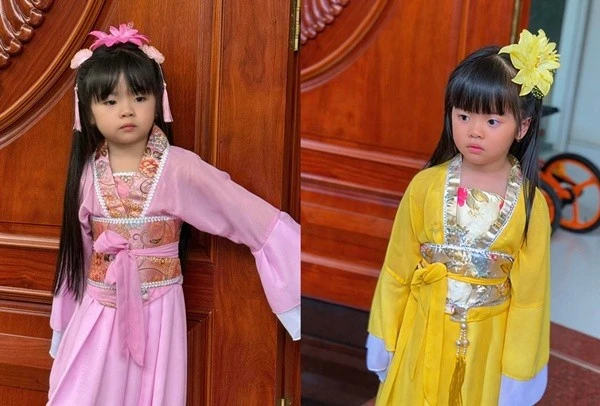 Cặp song sinh nhà Vân Trang hóa chị Hằng dịp Trung thu