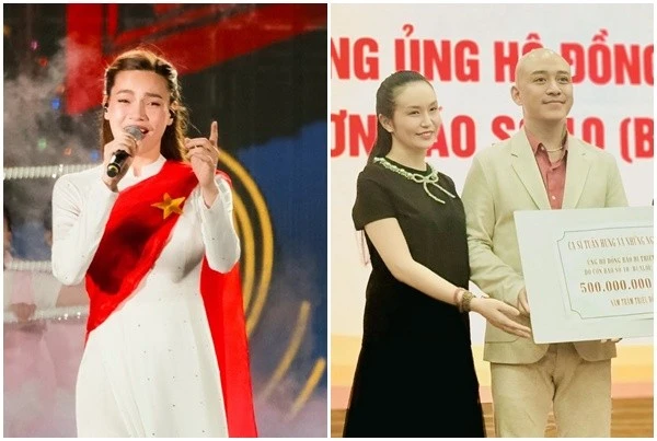 Tuấn Hưng - Hồ Ngọc Hà sẻ chia với đồng bào vùng lũ