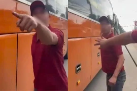Lơ xe khách cầm gậy, định hành hung người đi xe máy