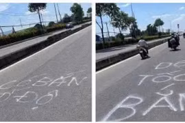 Công an mời làm việc người phun chữ 'bắn tốc độ' trên đường 