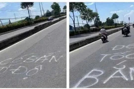 Công an mời làm việc người phun chữ 'bắn tốc độ' trên đường 