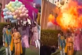 Bóng bay hydro phát nổ trong lễ cưới khiến cô dâu chú rể bị bỏng 