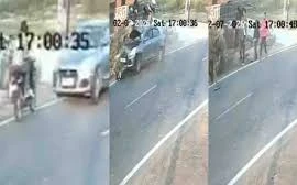 Xe hơi chạy quá tốc độ, hất tung người đi xe máy lên không trung