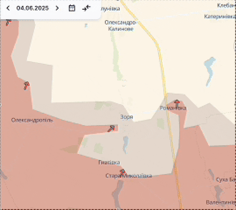 Kênh Deep State của Ukraine đưa tin, quân Nga cũng đã cắt đứt "vòng vây" ở phía nam Konstantinovka, chiếm được các làng Stara Mykolaivka và Gnativka và tiến vào Zorya; trực tiếp gây áp lực lên tuyến phòng thủ phía nam Konstantinovka, ở khu vực hồ chứa nước Kleban-Byk.
