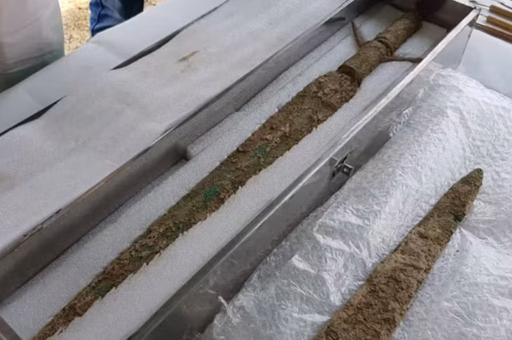 Các nhà nghiên cứu cũng phát hiện ra những thanh kiếm và dao găm làm bằng đồng tại địa điểm khai quật này. Ảnh: @Viện Khảo Cổ Học Delhi.