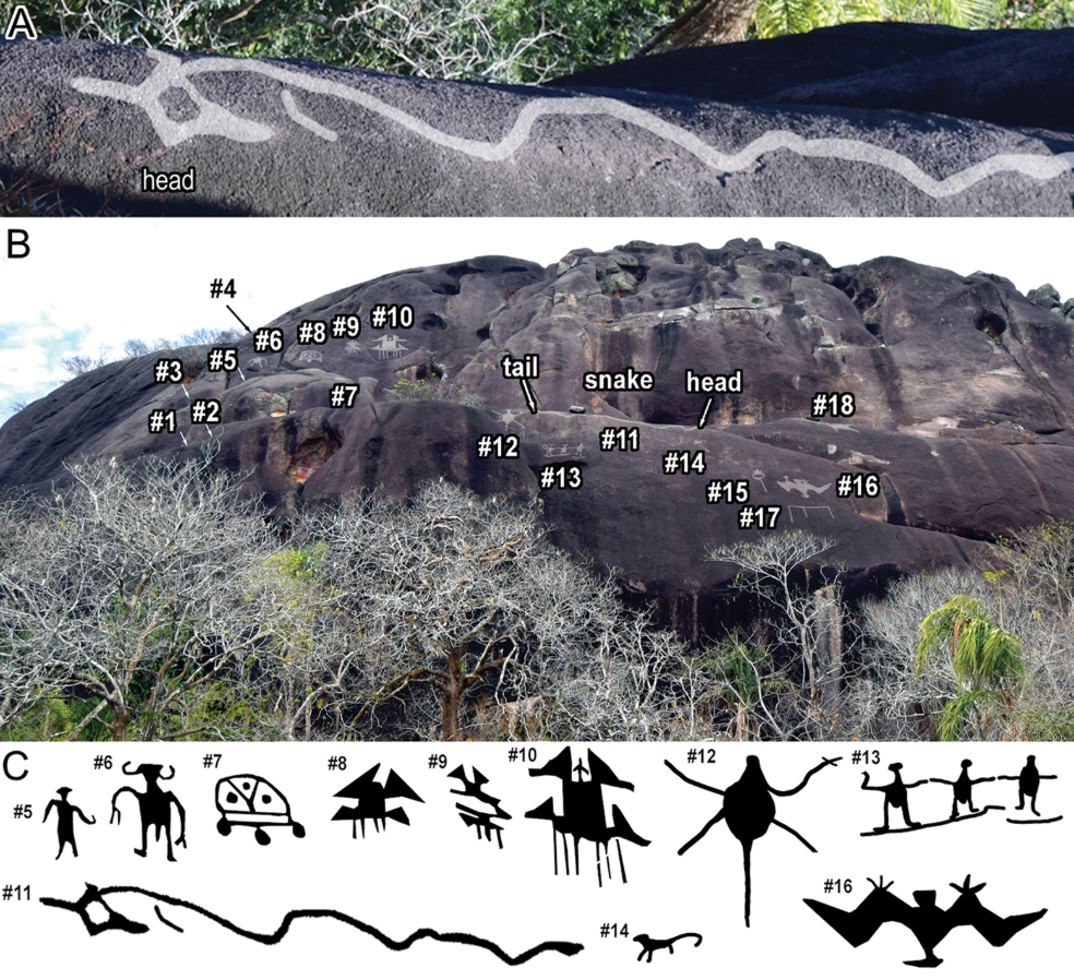 Các hình khắc trên đá được ghi nhận bởi các nhà nghiên cứu đến từ trường Đại học Bournemouth (Anh), Đại học College London (Anh) và Đại học Los Andes (Colombia). Ảnh: @ Juanita Escobar.