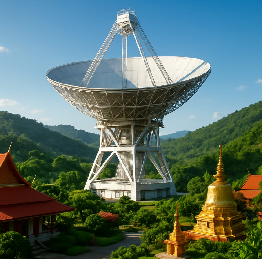 Mới đây, Trung Quốc đã chính thức hoàn thành kính thiên văn vô tuyến thế hệ mới tiếp theo đầu tiên ở nước ngoài tại miền Bắc đất nước Thái Lan. Ảnh: @Bangkok Post.