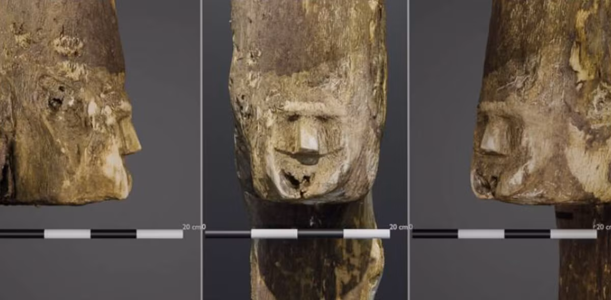 Theo các nhà khảo cổ học, khuôn mặt này có thể đại diện cho một nhân vật hoặc một vị thần linh có khả năng bảo vệ những cư dân cư ngụ trong pháo đài, trên hòn đảo nằm giữa hồ. Ảnh: @Đại học Nicolaus Copernicus.