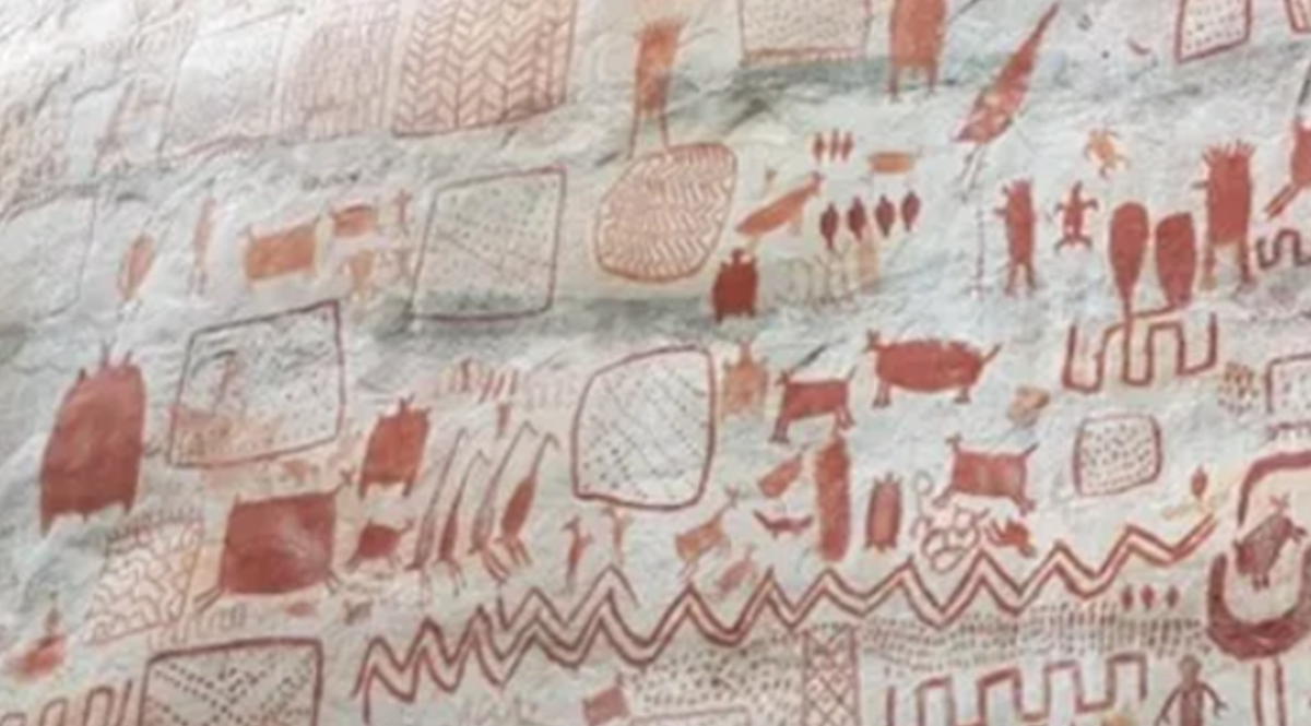 Những bức tranh vẽ này còn mang đến cái nhìn sâu sắc về mối quan hệ mật thiết giữa con người và động vật từng sinh sống ở vùng Amazon hàng nghìn năm trước. Ảnh: @Đại học Exeter.