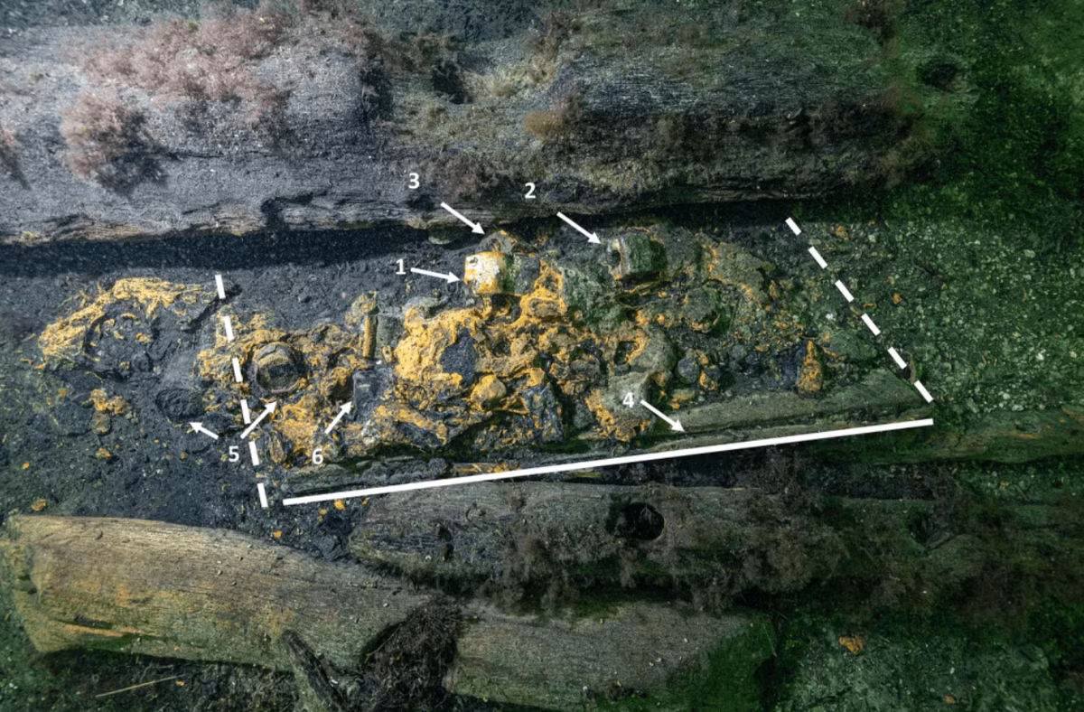 Kết quả cho thấy, họ khai quật được một chiếc rương gỗ quân sự. Trong chiếc rương vũ khí này chứa hộp dụng cụ chế tạo đạn dược, tấm chì, phụ kiện sắt, cùng các lon hình trụ (có thể là lon đựng thuốc súng). Ảnh: @Đại học Södertörn.