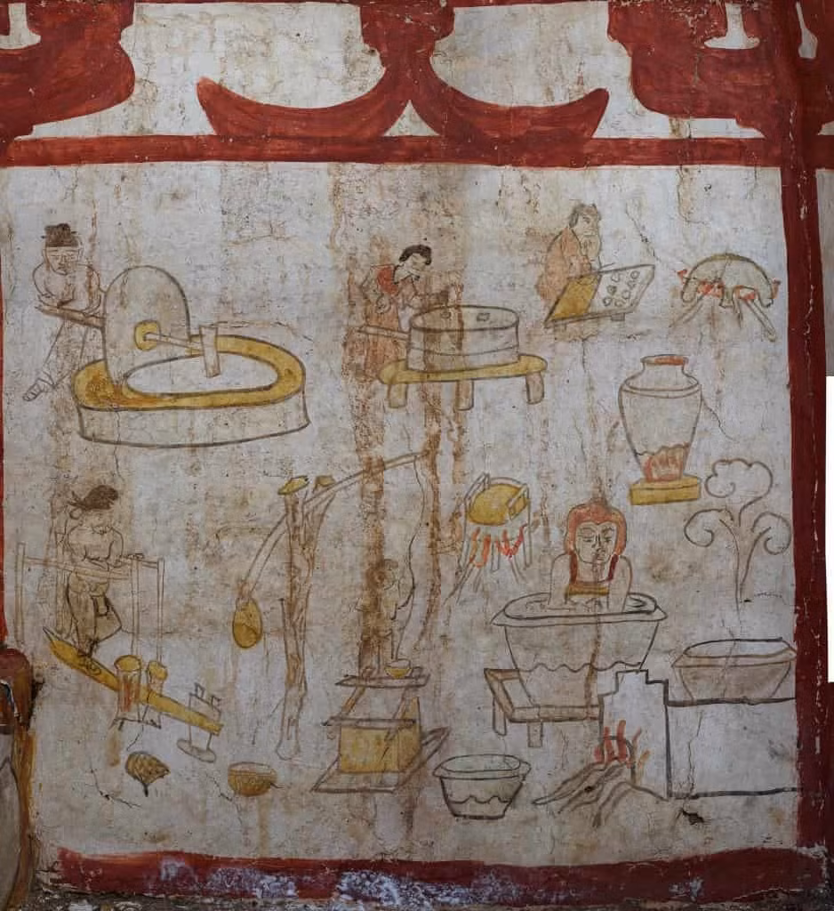 Nào là cảnh nông dân đập lúa, phụ nữ gánh nước giếng, đầu bếp nấu mì, và người hầu dắt ngựa, lạc đà…Ảnh: @Viện Khảo Cổ Học Tỉnh Sơn Tây.