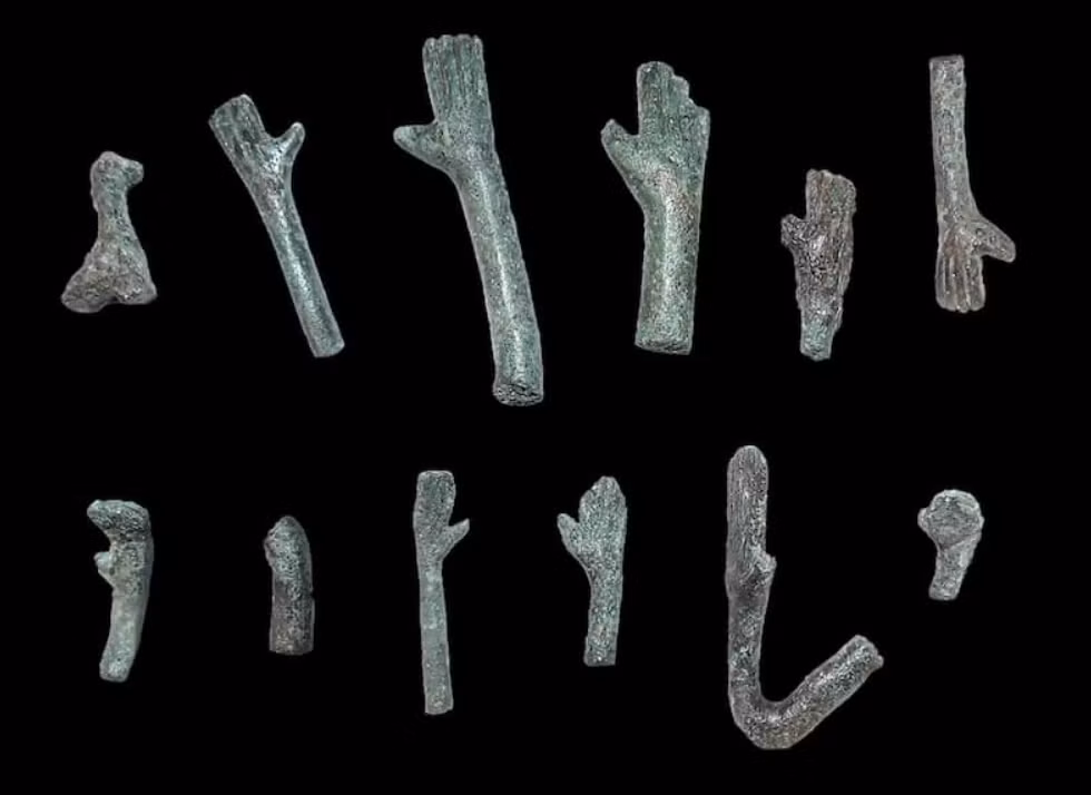 Số khác là phần nhỏ của các bức tượng nhỏ, chẳng hạn như bàn tay, bàn chân hoặc sừng mũ bảo hiểm, đảm bảo rằng mỗi mảnh vỡ thuộc về một bức tượng khác nhau. Ảnh: @Bảo tàng Quốc gia Ý.