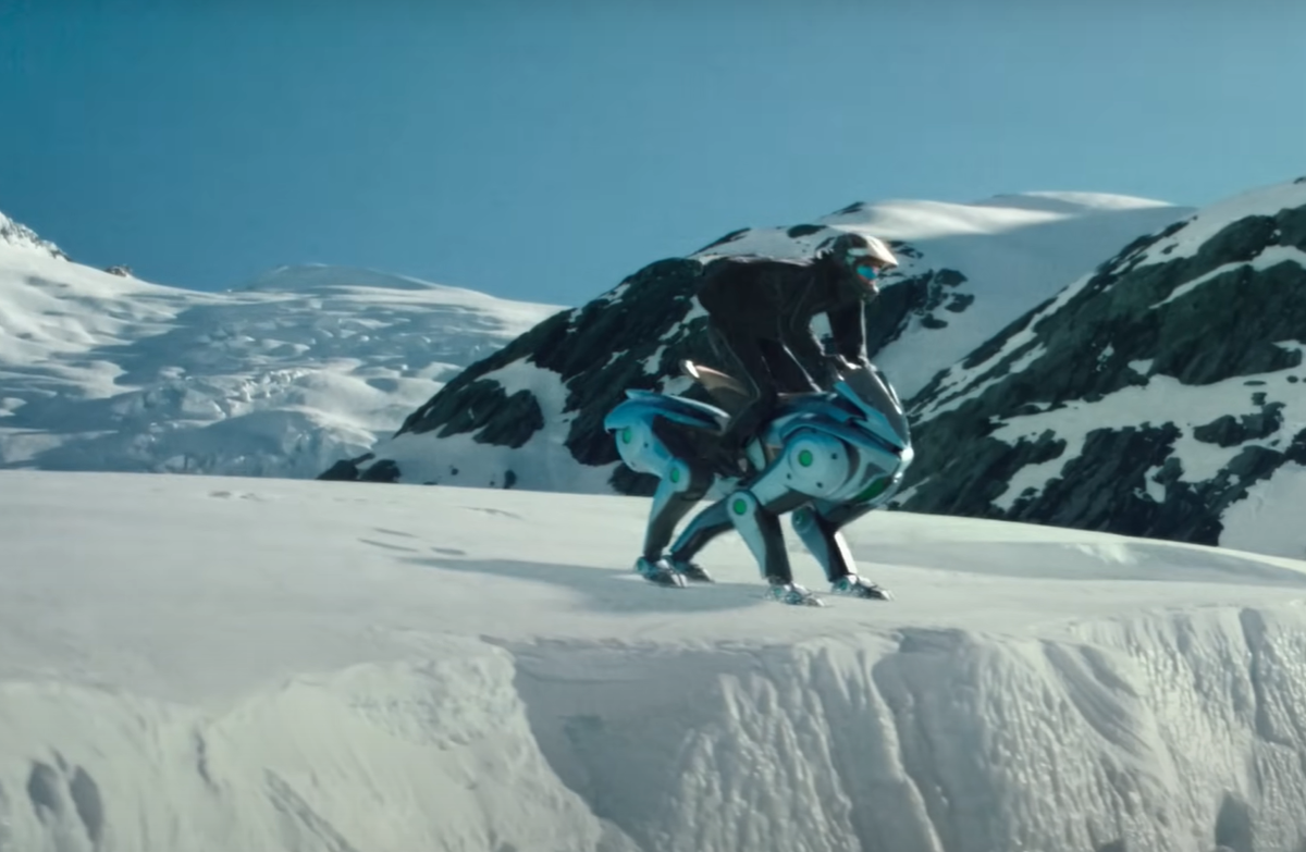 Robot này có bốn chân, mỗi chân có thể di chuyển độc lập. Những chân này cũng được trang bị đầu gối hướng vào trong, móng guốc chẻ đôi bằng cao su (một vật liệu hấp thụ các bề mặt không bằng phẳng và chống trượt). Ảnh: @Kawasaki.