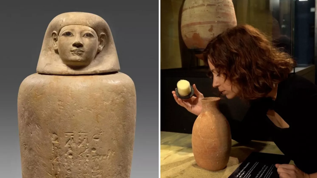 Để hiểu rõ, chuyên gia Barbara Huber đã phân tích cặn dầu ướp xác được tìm thấy trong chiếc lọ. Ảnh: @Bảo tàng August Kestner.