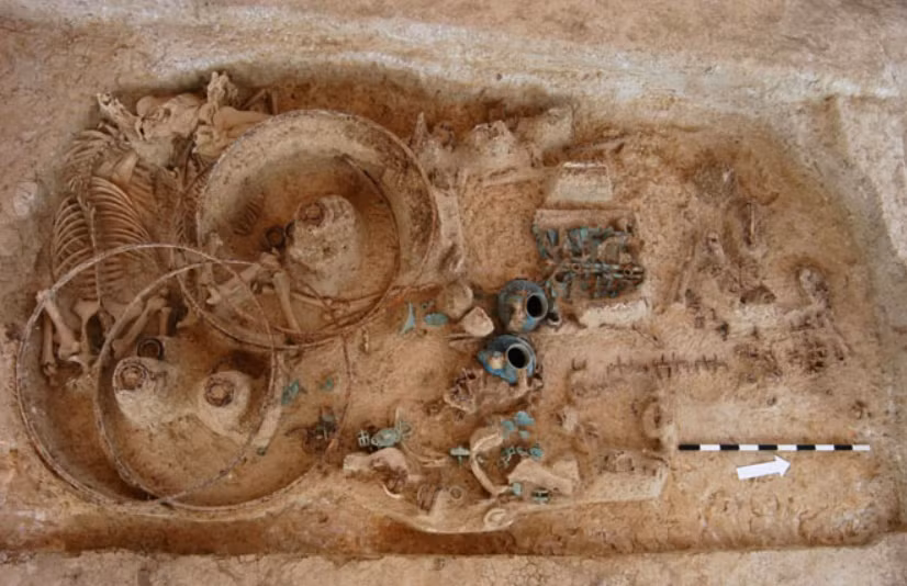 Năm xe ngựa từng chở thi hài đến hiện trường đã được chôn cất cùng vị trí với năm con ngựa. Ảnh: @Ministry of Culture.