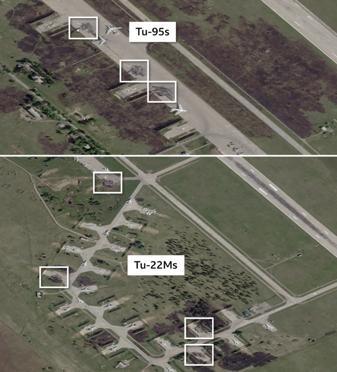 Ngày 5/6, Thứ trưởng Ngoại giao Nga Sergey Ryabkov cho biết, các máy bay ném bom chiến lược bị hư hại trong cuộc tấn công bằng máy bay không người lái của Ukraine hôm 1/6 sẽ được sửa chữa, bác bỏ các báo cáo về việc chúng sẽ bị phá hủy hoàn toàn. Ảnh: @BBC.