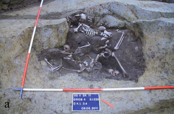 Đó là các hố cổ được tái sử dụng làm mộ tập thể cho bảy người đàn ông. Ảnh: @M. Novak và cộng sự.