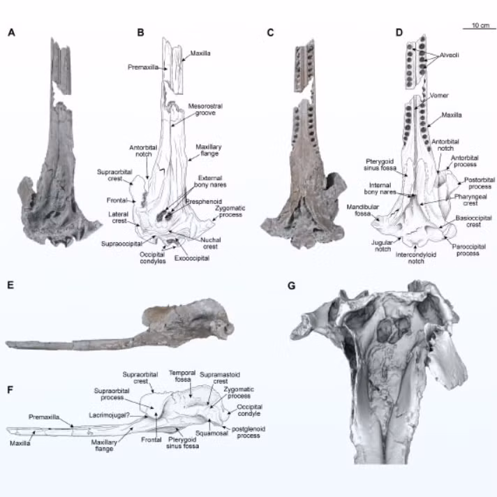 Pebanista yacuruna được cho là có chiều dài khoảng 3 mét, khiến nó trở thành loài cá heo nước ngọt lớn nhất từng được biết đến. Ảnh: @ Infobae.