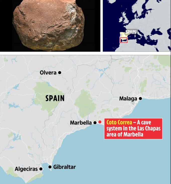 Được tìm thấy tại địa điểm Coto Correa ở khu phố Las Chapas thuộc Marbella, vùng Andalusia phía nam Tây Ban Nha, các chuyên gia ước tính hình khắc này có thể có niên đại hơn 200.000 năm tuổi, biến nó trở thành một trong những phát hiện khảo cổ quan trọng nhất trong khu vực. Ảnh: @Hội Đồng Thành Phố Cổ Marbella.