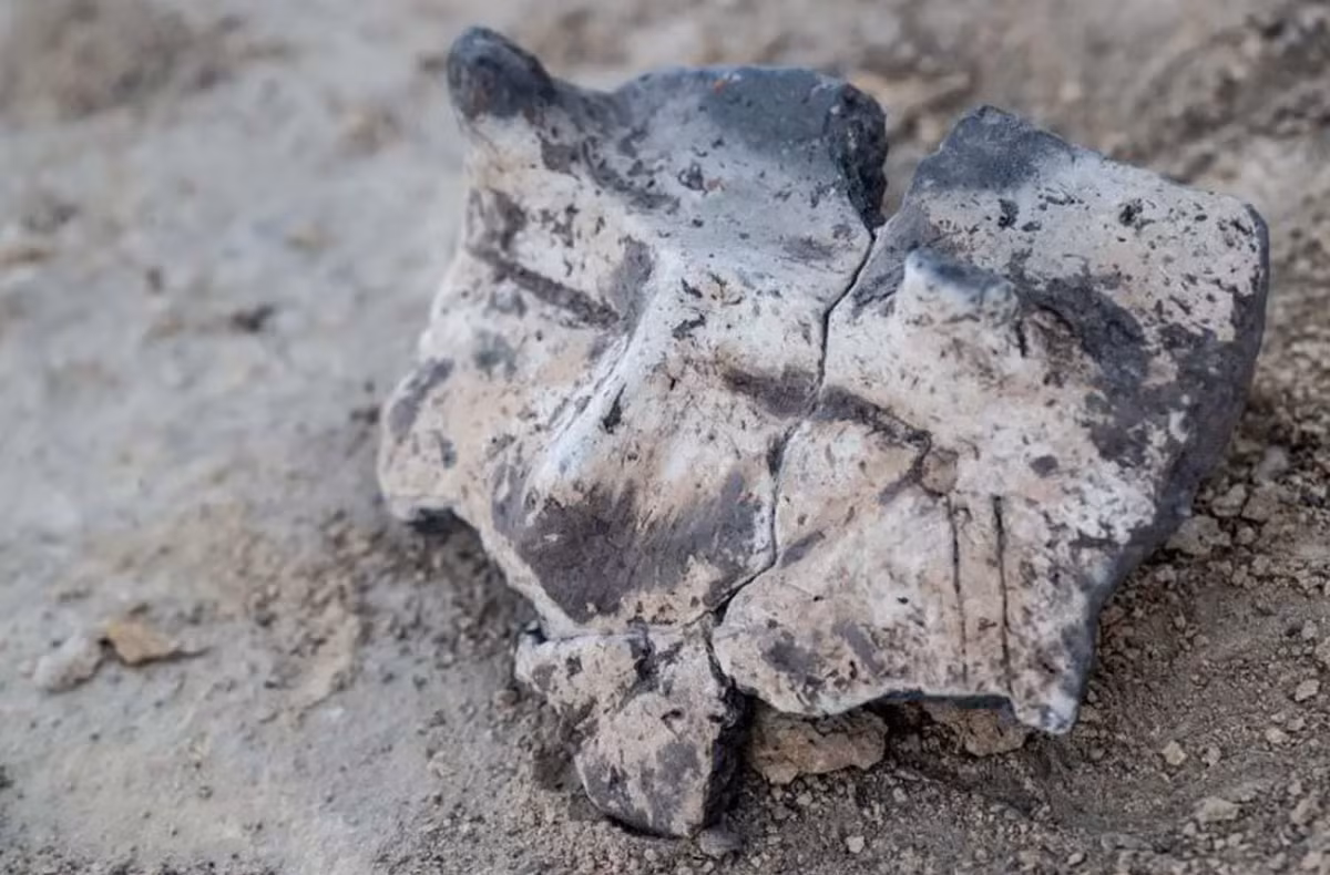 Điều đáng nói là chiếc bát này khắc họa hình ảnh cách điệu một khuôn mặt người với mắt và mũi cực kỳ rõ nét, thiếu mất phần miệng, cùng hai cục u trên trán làm gợi nhớ đến cặp sừng. Ảnh: @Đại học Jagiellonian.