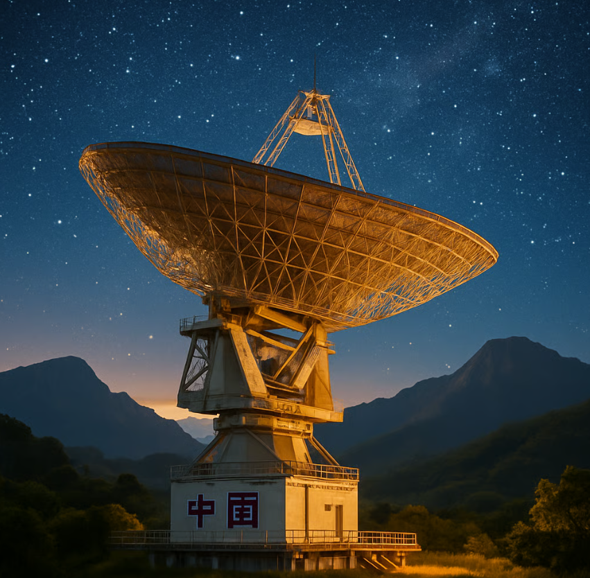 Được xây dựng tại Chiang Mai, kính thiên văn vô tuyến thế hệ mới này cao 13 mét được Đài quan sát thiên văn Thượng Hải và Viện nghiên cứu thiên văn quốc gia Thái Lan (NARIT) cùng chung tay phát triển và xây dựng. Ảnh: @Bangkok Post.