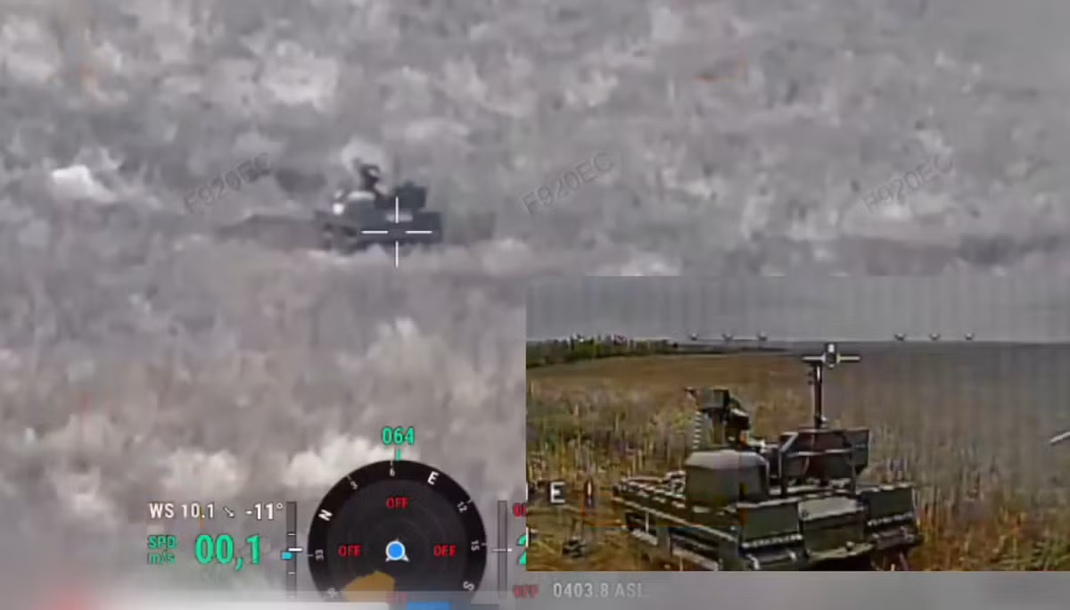 Hệ thống được trang bị cả camera giám sát cố định hướng về phía trước và camera giám sát xoay, cho phép người vận hành điều hướng và nhắm mục tiêu từ xa. Ảnh: @Quân đoàn Phản ứng Nhanh số 7.