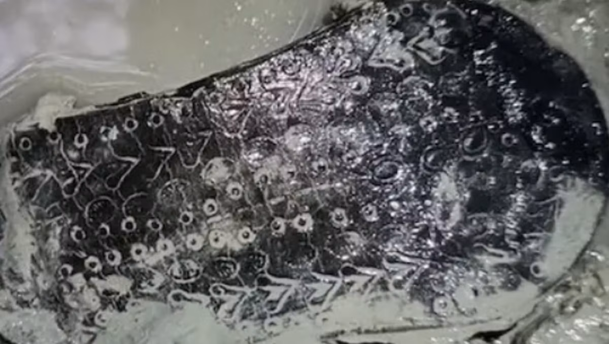 Được trang trí bằng các họa tiết có hình tròn, hình bầu dục và hình mũi tên, đây là chiếc dép La Mã hiếm hoi được trang trí độc lạ tìm thấy ở miền bắc Tây Ban Nha. Ảnh: @Esperanza Martín Hernández.