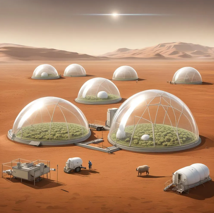 Nhà sinh hóa Andrew Palmer và các đồng nghiệp tại Viện Công nghệ Florida ở Melbourne đã trồng rau diếp và hạt giống cỏ dại Arabidopsis thaliana trong 3 loại đất mô phỏng sao Hỏa dưới ánh sáng và nhiệt độ được kiểm soát trong nhà, giống như cách các phi hành gia thí nghiệm trồng cây trên sao Hỏa. Các cây được trồng ở nhiệt độ 22°C và độ ẩm khoảng 70%. Ảnh: @ NightCafe.