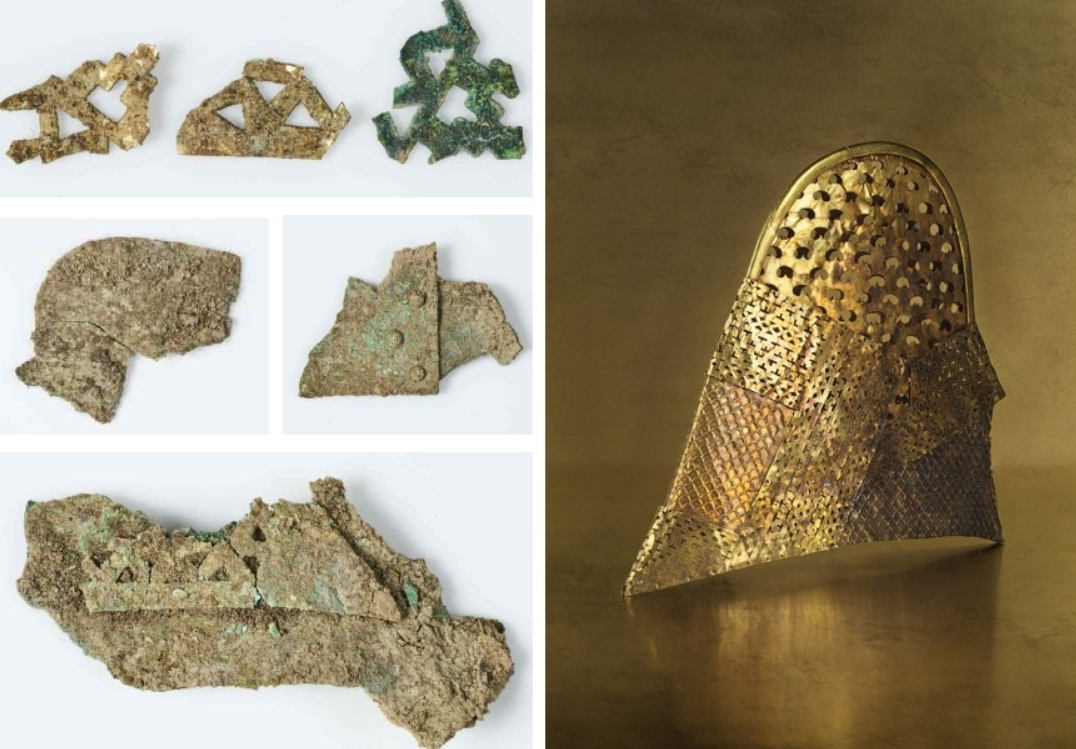 Bên trong mộ, các nhà khảo cổ đã tìm thấy hài cốt của một người đàn ông được chôn cất cùng với một thanh kiếm sắt, một bộ giáp hoàn chỉnh và một chiếc mũ sắt. Ảnh: @Viện Nghiên cứu Di sản Văn hóa Silla.