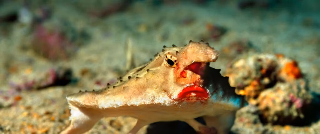 Giờ đây, chúng ta sẽ xem xét kỹ hơn về một siêu phẩm khác của đại dương, đó là loài cá dơi môi đỏ, nó có tên khoa học là Ogcocephalus darwini. Ảnh: @Galapagos Conservation Trust.