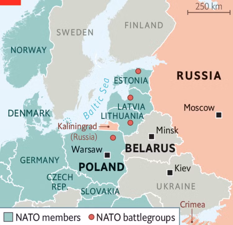 Thông báo này được đưa ra sau thỏa thuận vào tháng 12/2024 giữa Tổng thống Nga Vladimir Putin và Tổng thống Belarus Alexander Lukashenko, trong đó nêu lý do cho việc triển khai này là sự hiện diện quân sự của NATO và việc Ukraine sử dụng vũ khí do phương Tây cung cấp. Đối với Mỹ và các đồng minh, động thái này là một bước đi khiêu khích có thể thách thức sự ổn định của khu vực và thử thách phản ứng của NATO. Ảnh: @ The Economist.