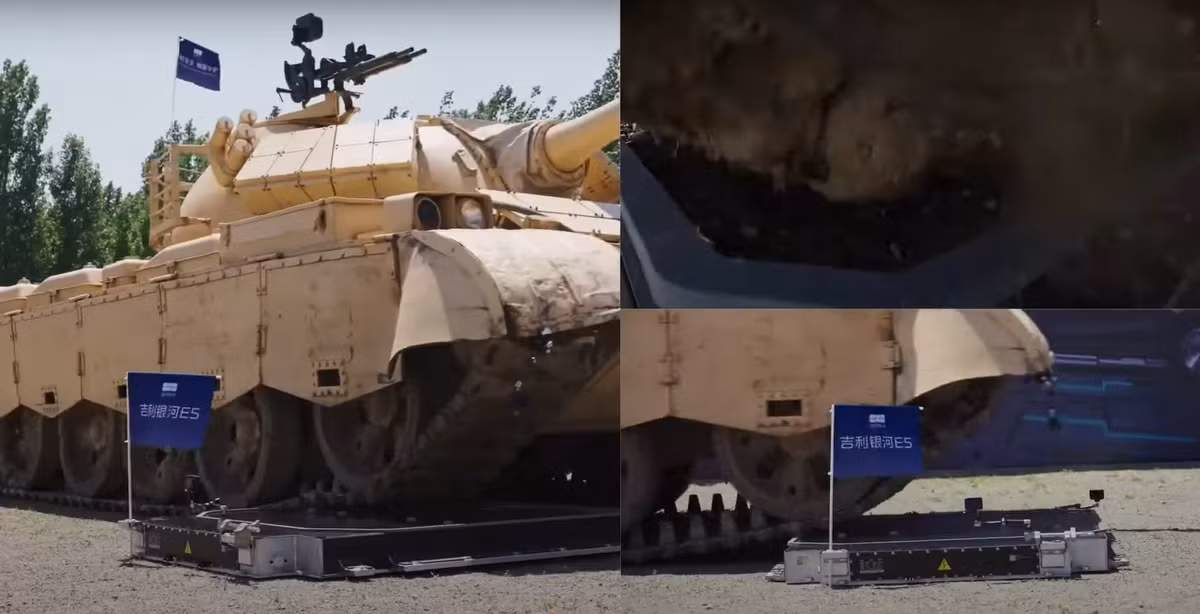 Có thể thấy, đây là thử nghiệm đầu tiên thuộc loại này, vì tính an toàn của pin xe điện thường được chứng minh bằng thử nghiệm va chạm, thử nghiệm vòng đời, thử nghiệm sạc hoặc thậm chí là thử nghiệm độ thủng. Tuy nhiên, thử nghiệm tính an toàn của pin xe điện dưới áp suất nén cực khủng từ chiếc xe tăng 36 tấn là một cách tiếp cận hết sức độc đáo. Ảnh: @Geely.