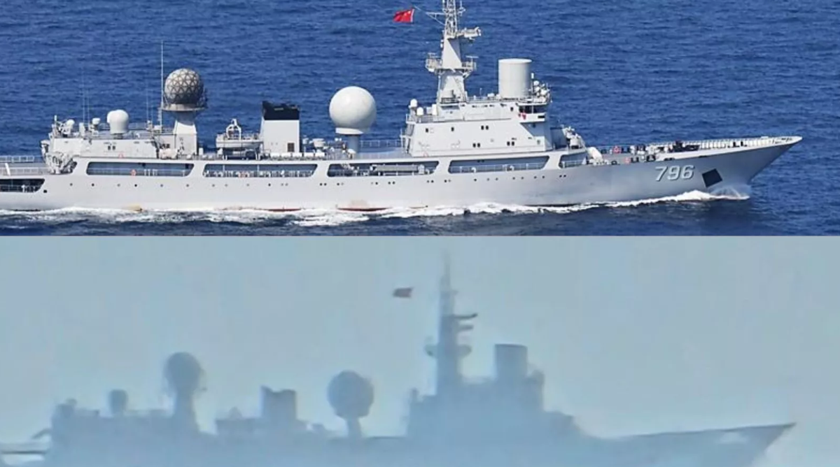 Trước cuộc tấn công của Mỹ vào ba cơ sở hạt nhân Iran hôm 23/6, Hải quân Trung Quốc được cho đã bố trí hai tàu do thám điện tử tiên tiến đến Vịnh Ba Tư để theo dõi Chiến dịch Midnight Hammer (Nhát búa giữa đêm) của quân đội Mỹ. Ảnh: @Newsweek.