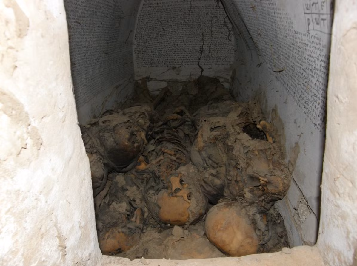 Bên trong hầm mộ này có bảy xác ướp nam giới, tất cả đều mặc trang phục vải lanh giản dị. Ảnh: @Đại học Warsaw.