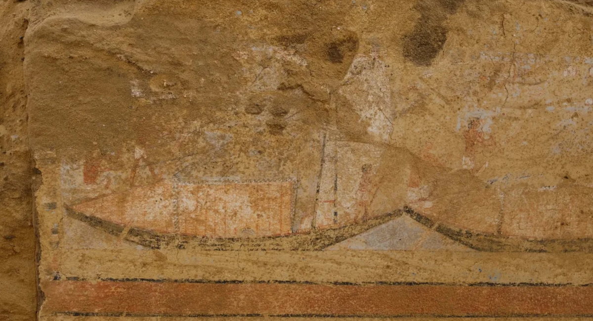 Chúng cho thấy hình ảnh chủ nhân ngôi mộ và vợ ông ta trước bàn tế lễ, những cảnh sinh hoạt thường nhật – những con lừa trên sân đập lúa, những con thuyền trên sông Nile, một khu chợ – và những người hầu mang lễ vật đến cho nghi lễ mai táng. Ảnh: @Bộ Du lịch và Cổ vật Ai Cập.