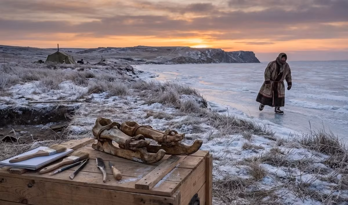 Quan sát kỹ hơn, có thể thấy đó là chiếc giày trượt băng làm từ xương ngựa. Ảnh: @Viện Hàn lâm Khoa học Nga (IIMK RAS).