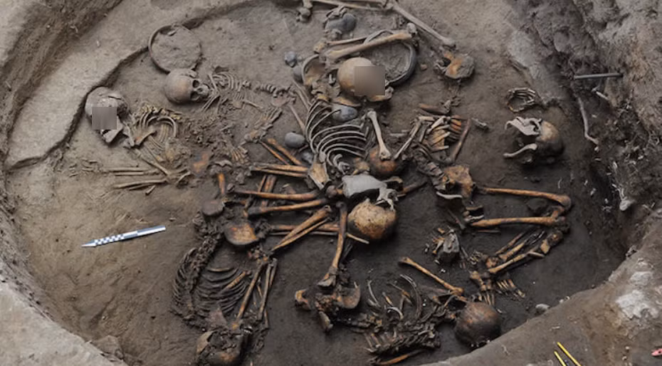 Các kỹ thuật thăm dò, phân tích khảo cổ học chuyên sâu cho thấy, đó là một ngôi mộ tập thể có hố chôn hình tròn. Ảnh: @Viện Nhân chủng học và Lịch sử Quốc gia Mexico.