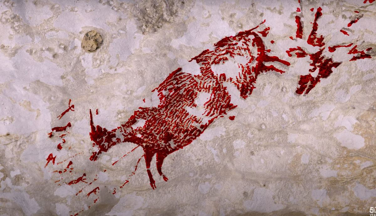 Điều đáng chú ý là bức tranh mô tả các thợ săn bản địa săn bắt các loài thú cổ xưa cực kỳ sinh động thú vị, rõ nét. Ảnh: @Đại học Griffith.