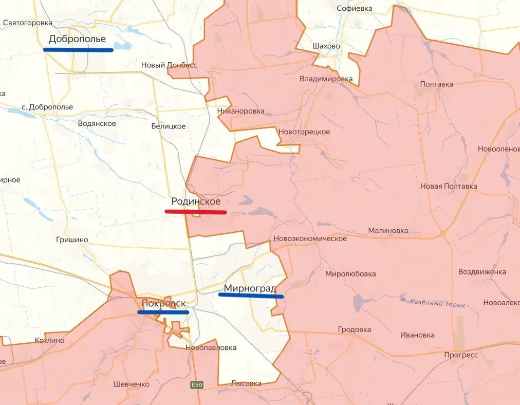Rodinskoye không chỉ là một điểm nhỏ trên bản đồ. Nó là cánh cửa phía bắc của Pokrovsk và việc kiểm soát khu vực này đồng nghĩa với việc quân Nga đã chiếm được vị trí áp chế hỏa lực và đường cơ động thuận lợi trên toàn bộ mặt trận Krasnoarmeysk - Dimitrov.