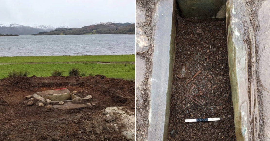 Thi thể được tìm thấy ở vị trí phía trên là một người đàn ông trưởng thành, khoảng 35 đến 50 tuổi vào thời điểm qua đời. Ảnh: @Cơ quan Bảo tồn Di sản Lịch sử Scotland và Tập đoàn Khảo cổ học AOC/PA Wire.