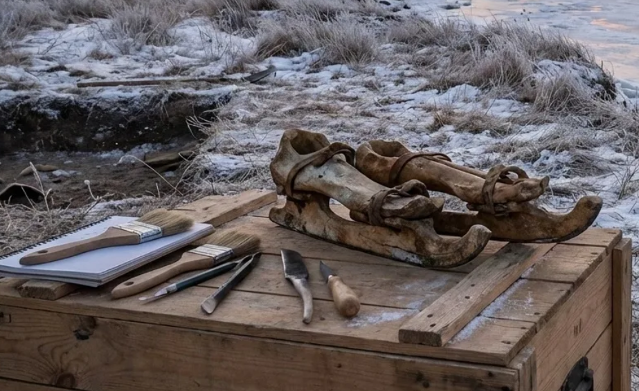 Giày xương ngựa này được người xưa sử dụng cách đây hàng nghìn năm trước để vượt qua các bề mặt băng giá. Ảnh: @Viện Hàn lâm Khoa học Nga (IIMK RAS).