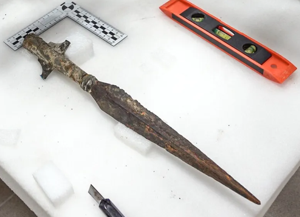 Phần cán có trang trí móng vuốt và mỏ chim, được bổ sung bởi các hàng chấm nhỏ li ti tạo thành nền của hoa văn cực kỳ ấn tượng. Ảnh: @Bảo tàng triều đại Piast.