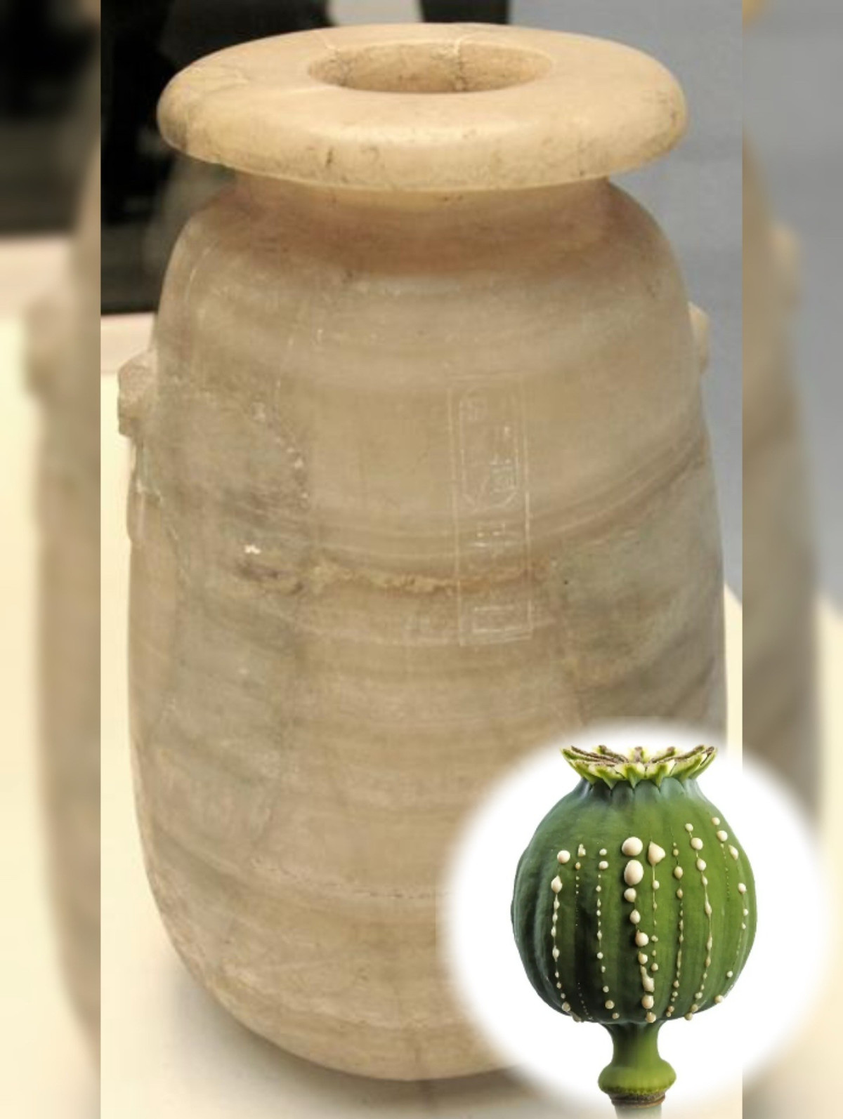 Các nhà nghiên cứu cho biết, phát hiện này là bằng chứng khoa học rõ ràng nhất cho đến nay về các hợp chất thuốc phiện bên trong một chiếc bình thạch cao Ai Cập có khắc chữ. Ảnh: @Đại học Yale.