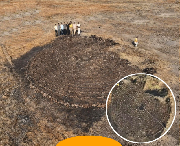 Các kỹ thuật thăm dò, phân tích khảo cổ học chuyên sâu cho thấy, đó là một cấu trúc mê cung hình tròn được làm bằng đá. Ảnh: @Deccan College.