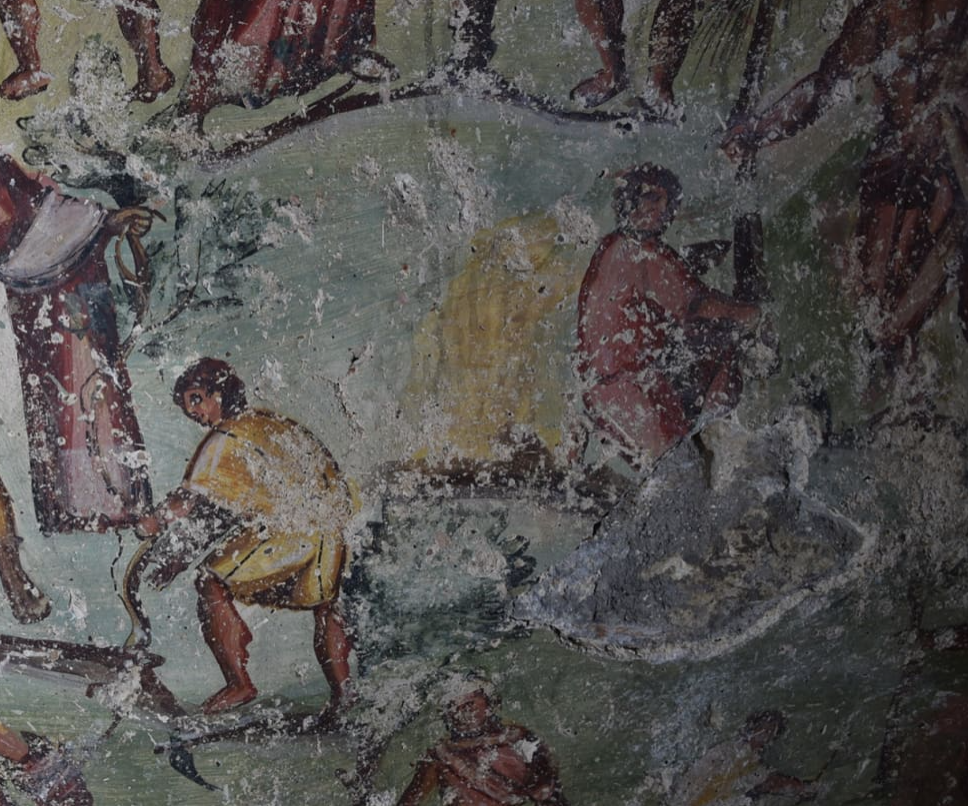 Bước đầu, các chuyên gia tin rằng, bức truyện tranh cổ này mô tả những cảnh tượng thường nhật từ một nền văn hóa tín ngưỡng ngoại giáo cổ xưa nào đó. Ảnh: @Viện Nghiên Cứu Khảo cổ Jordan.