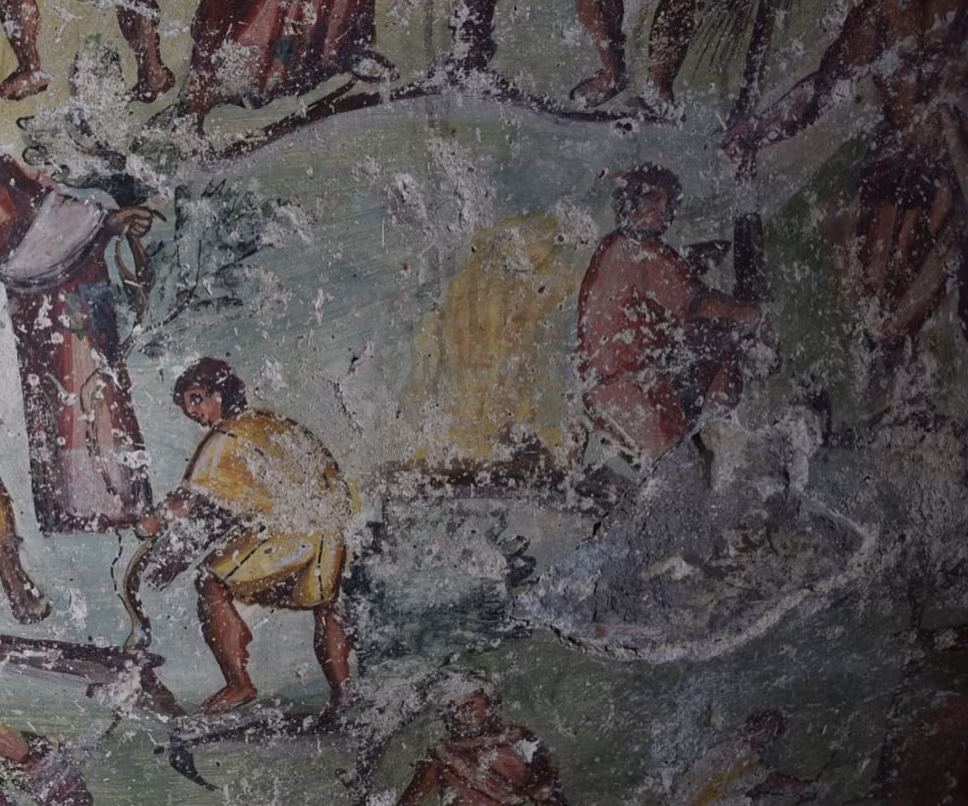 Bước đầu, các chuyên gia tin rằng, bức truyện tranh cổ này mô tả những cảnh tượng thường nhật từ một nền văn hóa tín ngưỡng ngoại giáo cổ xưa nào đó. Ảnh: @Viện Nghiên Cứu Khảo cổ Jordan.